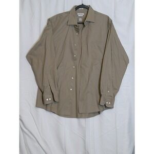 VAN HEUSEN Mens Regular Fit Long Sleeve Button Down Shirt Khaki Tan 16 34/35